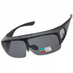 Goggle Driving Glasses Flipup Coverup Polarized Fitover Sunglasses B-6453 - Matte Black - CQ12O010KM9 $29.44