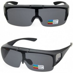 Goggle Driving Glasses Flipup Coverup Polarized Fitover Sunglasses B-6453 - Matte Black - CQ12O010KM9 $19.23