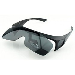 Goggle Driving Glasses Flipup Coverup Polarized Fitover Sunglasses B-6453 - Matte Black - CQ12O010KM9 $19.23