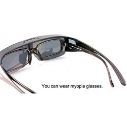 Goggle Driving Glasses Flipup Coverup Polarized Fitover Sunglasses B-6453 - Matte Black - CQ12O010KM9 $19.23