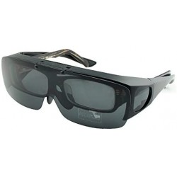 Goggle Driving Glasses Flipup Coverup Polarized Fitover Sunglasses B-6453 - Matte Black - CQ12O010KM9 $19.23