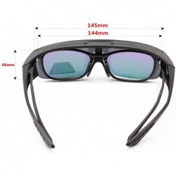 Goggle Driving Glasses Flipup Coverup Polarized Fitover Sunglasses B-6453 - Matte Black - CQ12O010KM9 $19.23