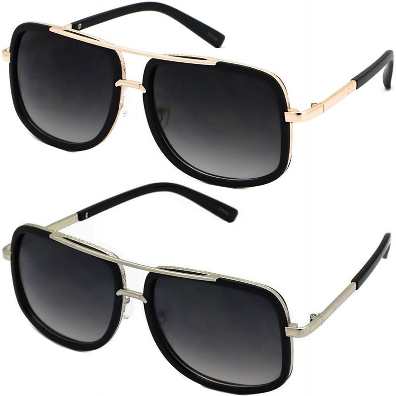 Square Flat Top Aviator Retro Celebrity Style Classic Square Frame Sunglasses - C318TQECIN6 $21.77