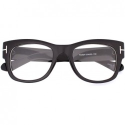 Oversized Oversized Square Thick Horn Rimmed Clear Lens Eye Glasses Frame Non-prescription - Black - CZ185N8KGNG $15.54