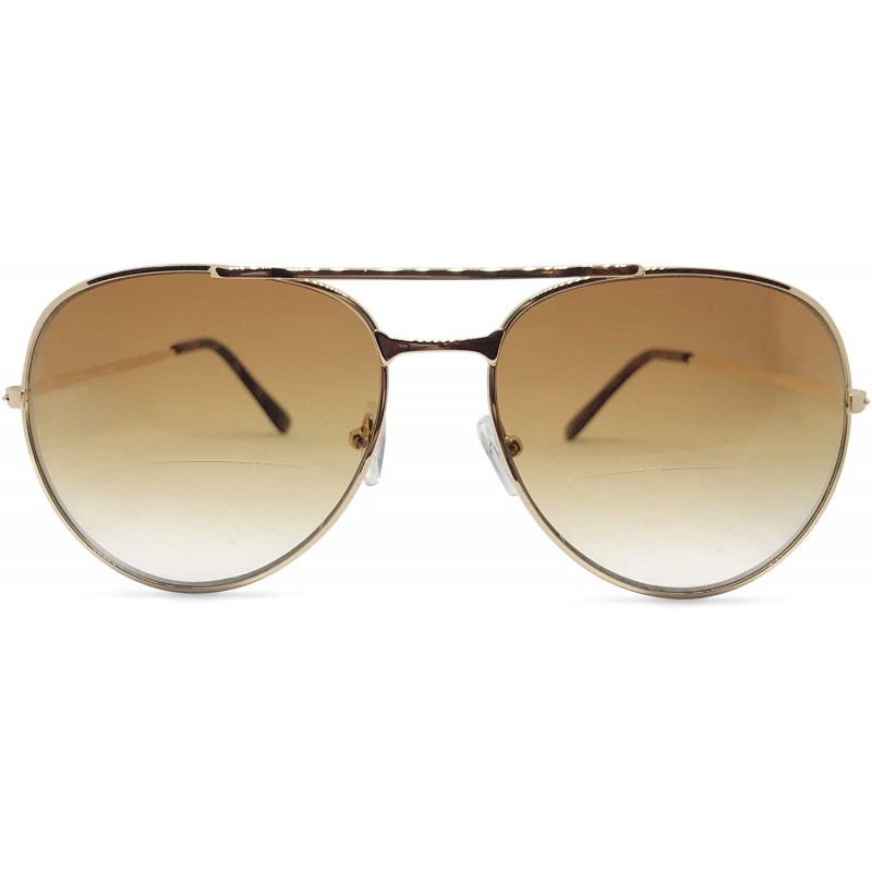 Aviator Fort Lauderdale Retro Aviator Bifocal Sunglasses Set - Gold - CO18UIXMIWM $20.73