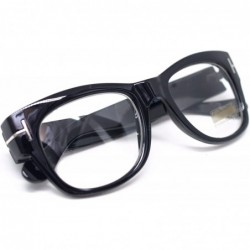 Oversized Oversized Square Thick Horn Rimmed Clear Lens Eye Glasses Frame Non-prescription - Black - CZ185N8KGNG $15.54