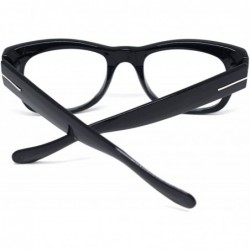 Oversized Oversized Square Thick Horn Rimmed Clear Lens Eye Glasses Frame Non-prescription - Black - CZ185N8KGNG $15.54