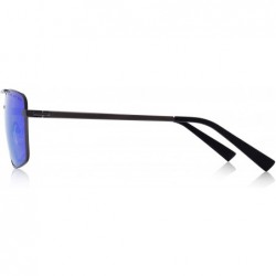 Square Men's Driving Polarized Sunglasses Metal Frame UV400 Protection - Blue Mirror - CO18QMDHQ9G $16.85