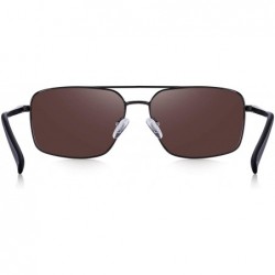Square Men's Driving Polarized Sunglasses Metal Frame UV400 Protection - Blue Mirror - CO18QMDHQ9G $16.85