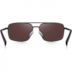 Square Men's Driving Polarized Sunglasses Metal Frame UV400 Protection - Blue Mirror - CO18QMDHQ9G $16.85