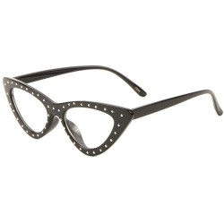 Cat Eye Frontal Rhinestone Retro Sharp Cat Eye Clear Sunglasses - Black - CV198D9C4Q3 $14.74