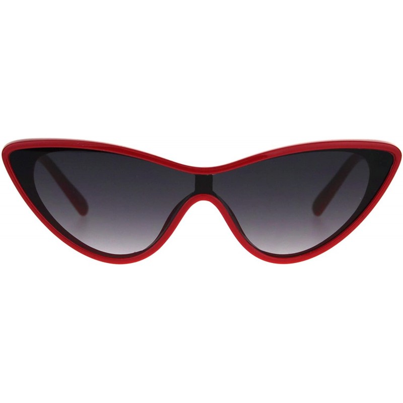 Cat Eye Womens Shield Futuristic Cat Eye Funky Plastic Sunglasses - Red Smoke - CS180GCXOLK $9.94