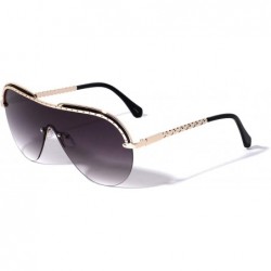 Aviator Bosnia Semi-Rimless Round Shield Fashion Aviator Sunglasses - Smoke - C2196KZ8XG2 $26.05