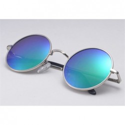 Rimless Men Polarized Round Sunglasses Vintage Retro Glasses Women Driving Eyewear - Silver Green - CO17YSN60MR $7.73