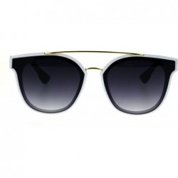 Rectangular Hipster Plastic Horned Double Metal Flat Top Bridge Sunglasses - White Smoke - C718687Z5G9 $9.36