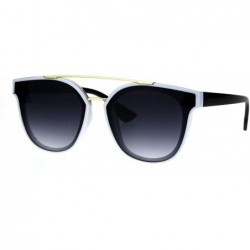 Rectangular Hipster Plastic Horned Double Metal Flat Top Bridge Sunglasses - White Smoke - C718687Z5G9 $9.36
