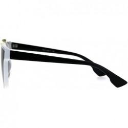 Rectangular Hipster Plastic Horned Double Metal Flat Top Bridge Sunglasses - White Smoke - C718687Z5G9 $9.36