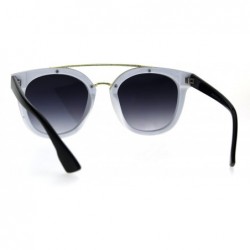 Rectangular Hipster Plastic Horned Double Metal Flat Top Bridge Sunglasses - White Smoke - C718687Z5G9 $9.36