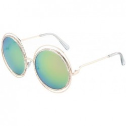 Round Oversized Double Frame Extra Rim Round Sunglasses - Clear Glitter - CD1903U3CKE $16.43