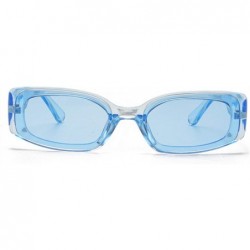 Cat Eye Cat Eye Sunglasses Women Fashion Rectangle Sun Glasses Vintage Candy Color Eyewear Shades - Blue - C31984YDWX8 $28.06