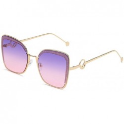Square Square Sunglasses Women Luxury Vintage Sun Glasses Men Fashion Personality Eyewear Gradient Letter F - Gray - C1198ZUC...