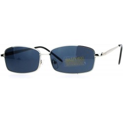 Rectangular Mens Classic Minimal Narrow Rectangular Metal Rim Sunglasses - Silver - CU12K07RPUH $9.48