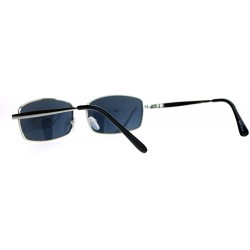 Rectangular Mens Classic Minimal Narrow Rectangular Metal Rim Sunglasses - Silver - CU12K07RPUH $9.48