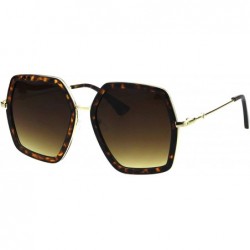 Oversized Womens Oversized Sunglasses Hexagon Shape Double Frame Shades UV 400 - Brown Tortoise (Brown) - CW18RTQOD6C $14.01