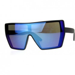 Oversized Womens Color Mirror Extra Oversize Cat Eye Butterfly Sunglasses - Black Blue - C4180SWY9ZX $12.48