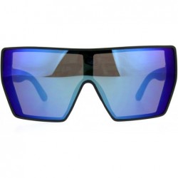 Oversized Womens Color Mirror Extra Oversize Cat Eye Butterfly Sunglasses - Black Blue - C4180SWY9ZX $12.48