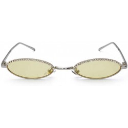 Oval Personality Crystal Fashion Men and Women Sunglasses Small Frame Oval Rhinestone Retro Sunglasses - 4 - CB190EY4NZ7 $71.25
