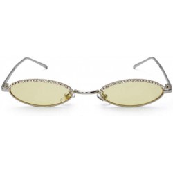 Oval Personality Crystal Fashion Men and Women Sunglasses Small Frame Oval Rhinestone Retro Sunglasses - 4 - CB190EY4NZ7 $29.62