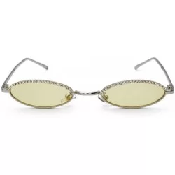 Oval Personality Crystal Fashion Men and Women Sunglasses Small Frame Oval Rhinestone Retro Sunglasses - 4 - CB190EY4NZ7 $29.62