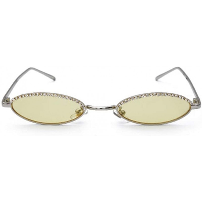 Oval Personality Crystal Fashion Men and Women Sunglasses Small Frame Oval Rhinestone Retro Sunglasses - 4 - CB190EY4NZ7 $29.62