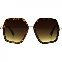 Oversized Womens Oversized Sunglasses Hexagon Shape Double Frame Shades UV 400 - Brown Tortoise (Brown) - CW18RTQOD6C $14.01