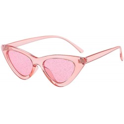 Aviator Women Vintage Cat Eye Sequins Transparent Sunglasses Retro Eyewear Fashion - B - CA18SQ2MI4C $9.04
