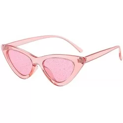Aviator Women Vintage Cat Eye Sequins Transparent Sunglasses Retro Eyewear Fashion - B - CA18SQ2MI4C $9.04