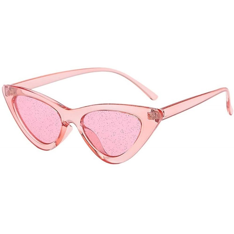 Aviator Women Vintage Cat Eye Sequins Transparent Sunglasses Retro Eyewear Fashion - B - CA18SQ2MI4C $9.04