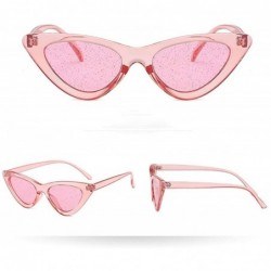 Aviator Women Vintage Cat Eye Sequins Transparent Sunglasses Retro Eyewear Fashion - B - CA18SQ2MI4C $9.04