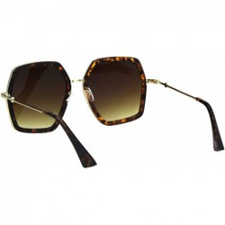 Oversized Womens Oversized Sunglasses Hexagon Shape Double Frame Shades UV 400 - Brown Tortoise (Brown) - CW18RTQOD6C $14.01