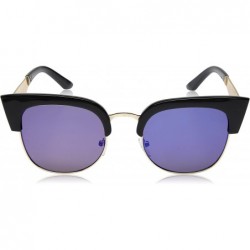 Rectangular womens Wings Rectangular Sunglasses - Black/Blue Mirror - C817YZ883O4 $12.64