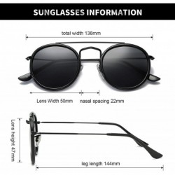 Round Small Round Double Bridge Sunglasses For Women Men Polarized 100% UV Protection - Black Frame/Grey Lens - CO18QAEM566 $...