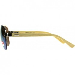 Rimless Mens Bamboo Wood Arm Color Mirror Rimless Officer Pilots Sunglasses - Yellow - CV18CAX6HIY $14.43