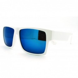 Rectangular Mirrored Lens Futuristic Rectangular Sporty Agent Reflective Lens Biker Sunglasses - White Blue Revo - C011HECJY2...