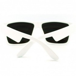 Rectangular Mirrored Lens Futuristic Rectangular Sporty Agent Reflective Lens Biker Sunglasses - White Blue Revo - C011HECJY2...