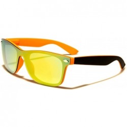Wayfarer Classic Retro 90s Urban Indie Style Summer Beach Mirrored Lens Sunglasses - Black & Orange - CO1893CASX3 $13.75