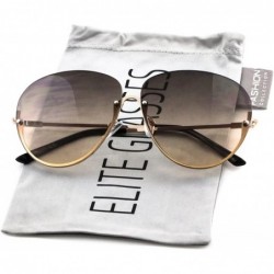 Square Semi Rimless Oceanic Lens Metal Frame Mens Womens Aviator Sunglasses - Brown Gradient - CK11HW4V017 $19.00