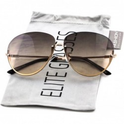 Square Semi Rimless Oceanic Lens Metal Frame Mens Womens Aviator Sunglasses - Brown Gradient - CK11HW4V017 $18.52