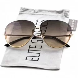 Square Semi Rimless Oceanic Lens Metal Frame Mens Womens Aviator Sunglasses - Brown Gradient - CK11HW4V017 $21.16
