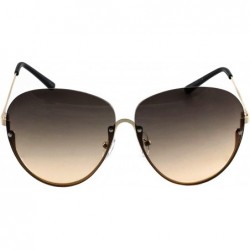 Square Semi Rimless Oceanic Lens Metal Frame Mens Womens Aviator Sunglasses - Brown Gradient - CK11HW4V017 $9.38